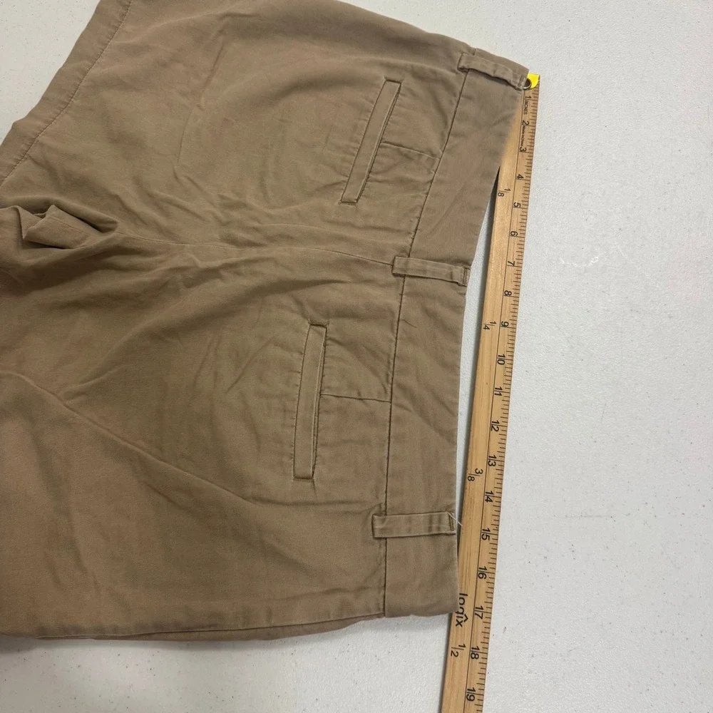 Ann Taylor LOFT Womens Khaki Tan Chino Shorts Size 10 Mid Rise Cotton Blend‎